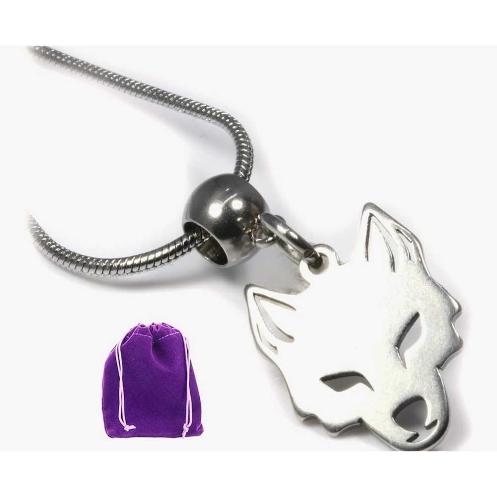 Dave‎ the Bunny Wolf Head Stainless Steel Snake Chain Necklace 22 Inch Silver